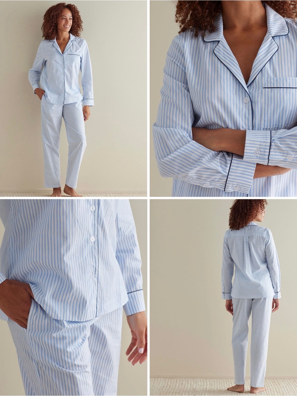 The Company Store Striped Poplin Long-Sleeve Pajama Set
